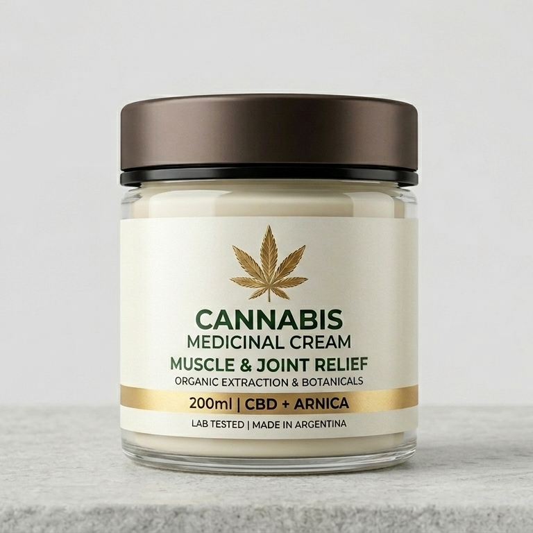 Frasco de crema medicinal de cannabis